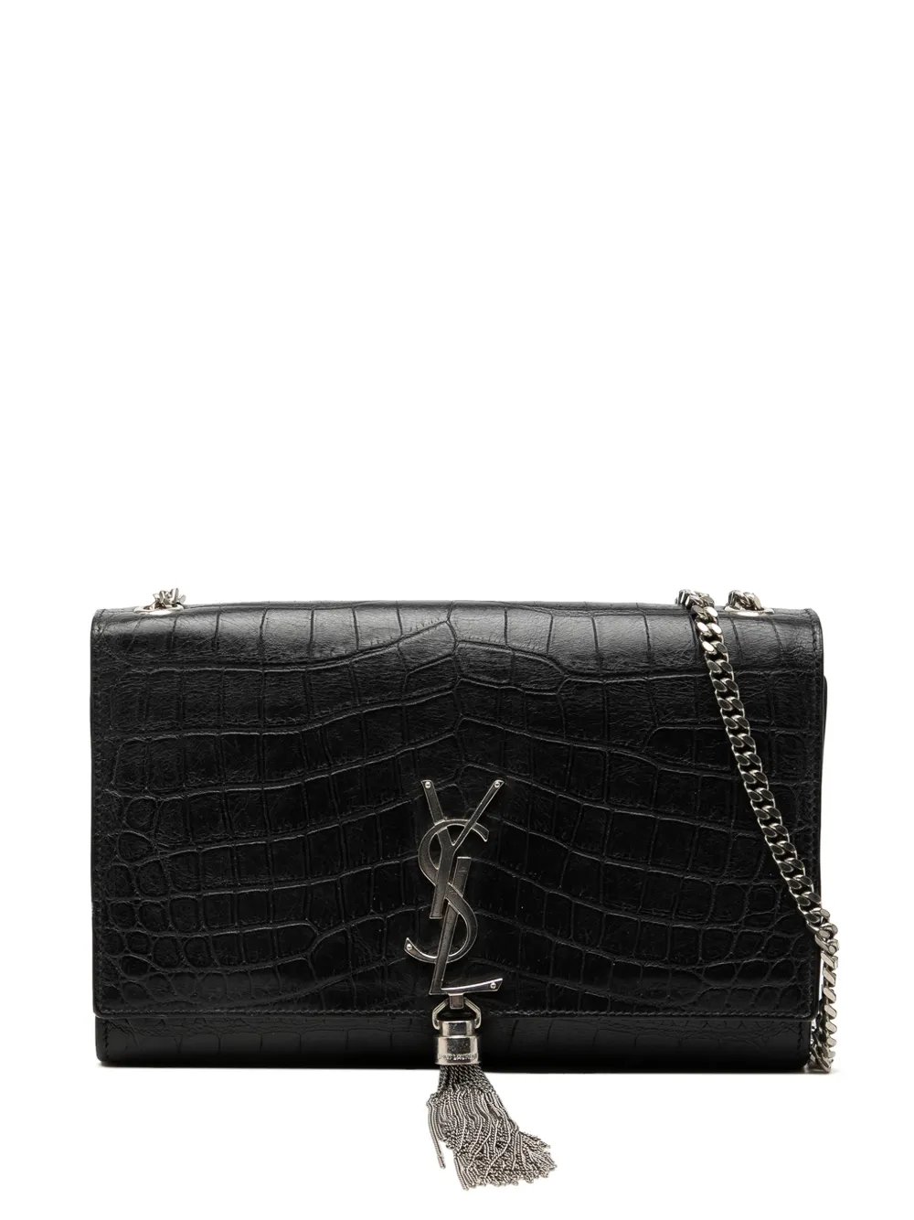 2016 Medium Croc Embossed Leather Monogram Kate Tassel crossbody bag