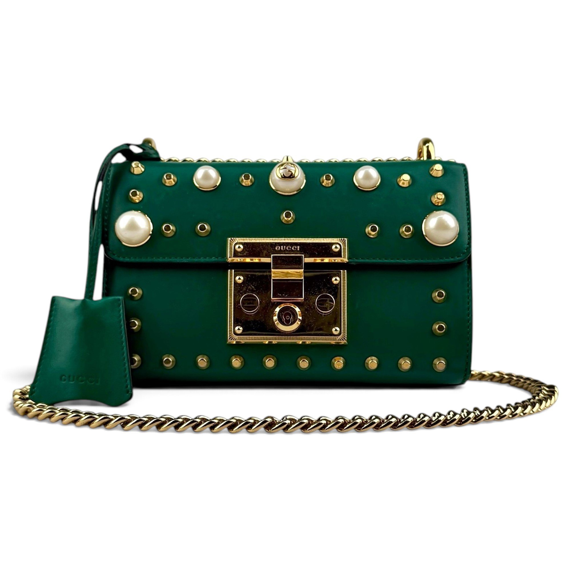 Padlock leather handbag
