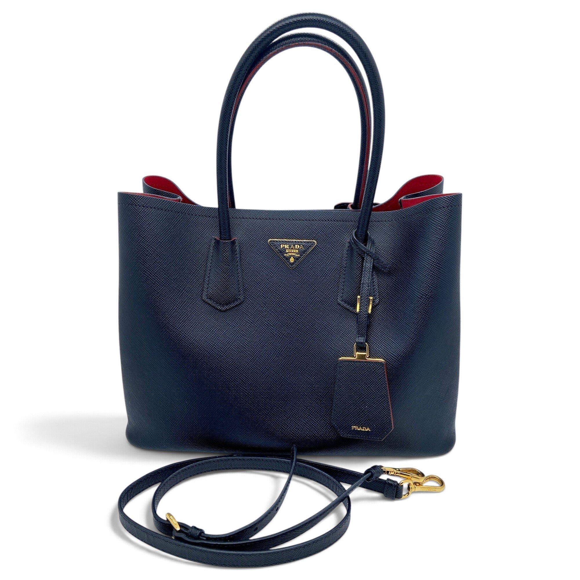 Double leather handbag