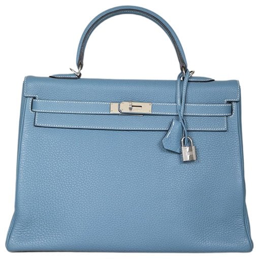 Hermes Kelly 35 Handbag Blue Jean Togo Leather 2011