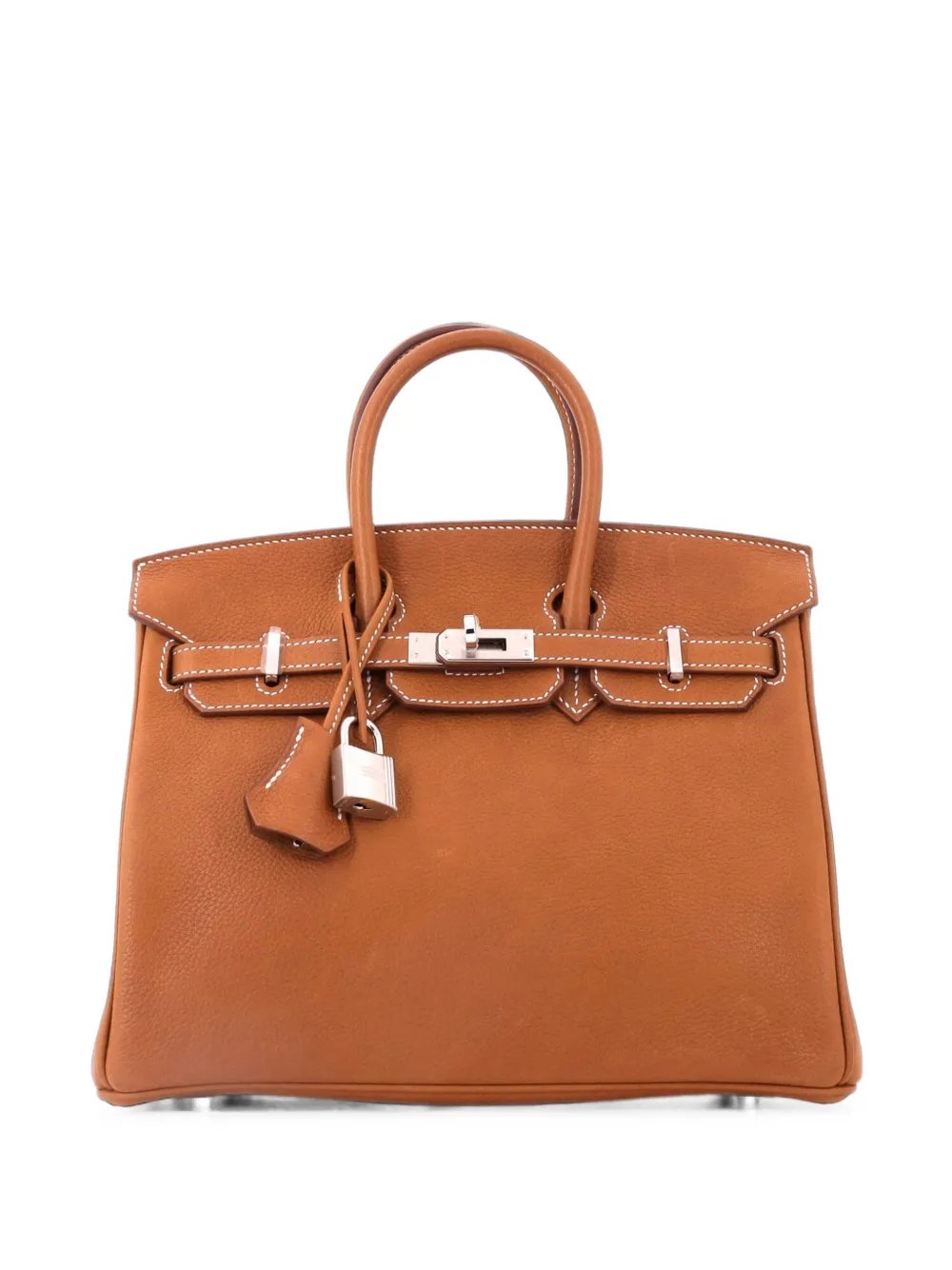 Hermes Birkin Handbag Fauve Barenia Faubourg with Palladium Hardware 25 tote bag
