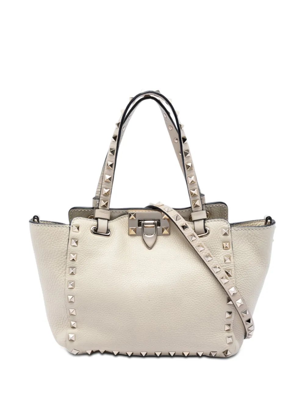 Valentino Garavani 2018-2026 Mini Pebbled Calfskin Rockstud Trapeze satchel