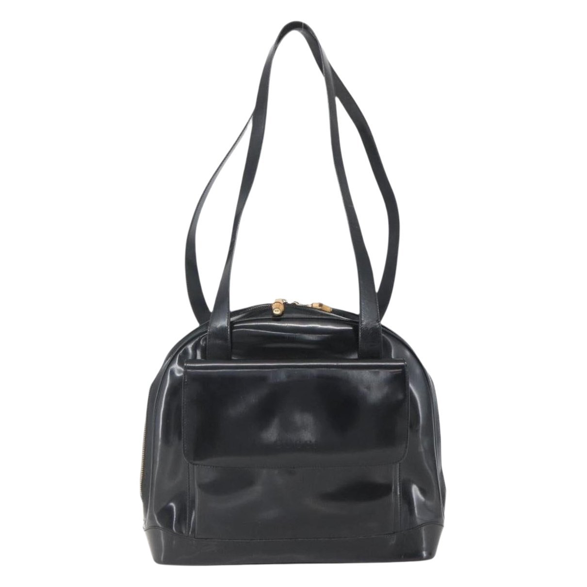 Bamboo patent leather handbag