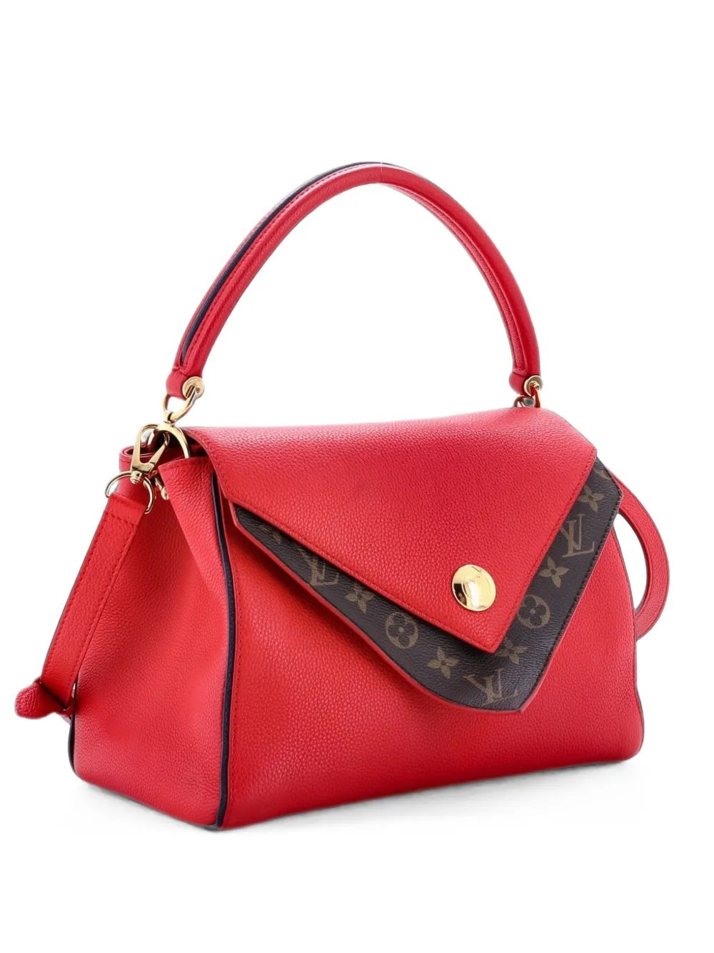 Double V Handbag Calfskin with Monogram Canvas satchel