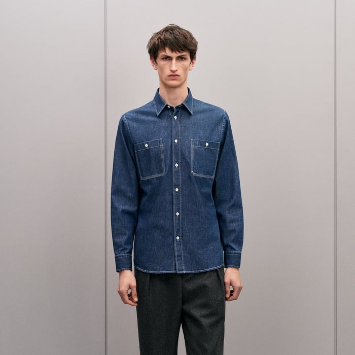 Indigo Lavé Straight Cut Denim Shirt