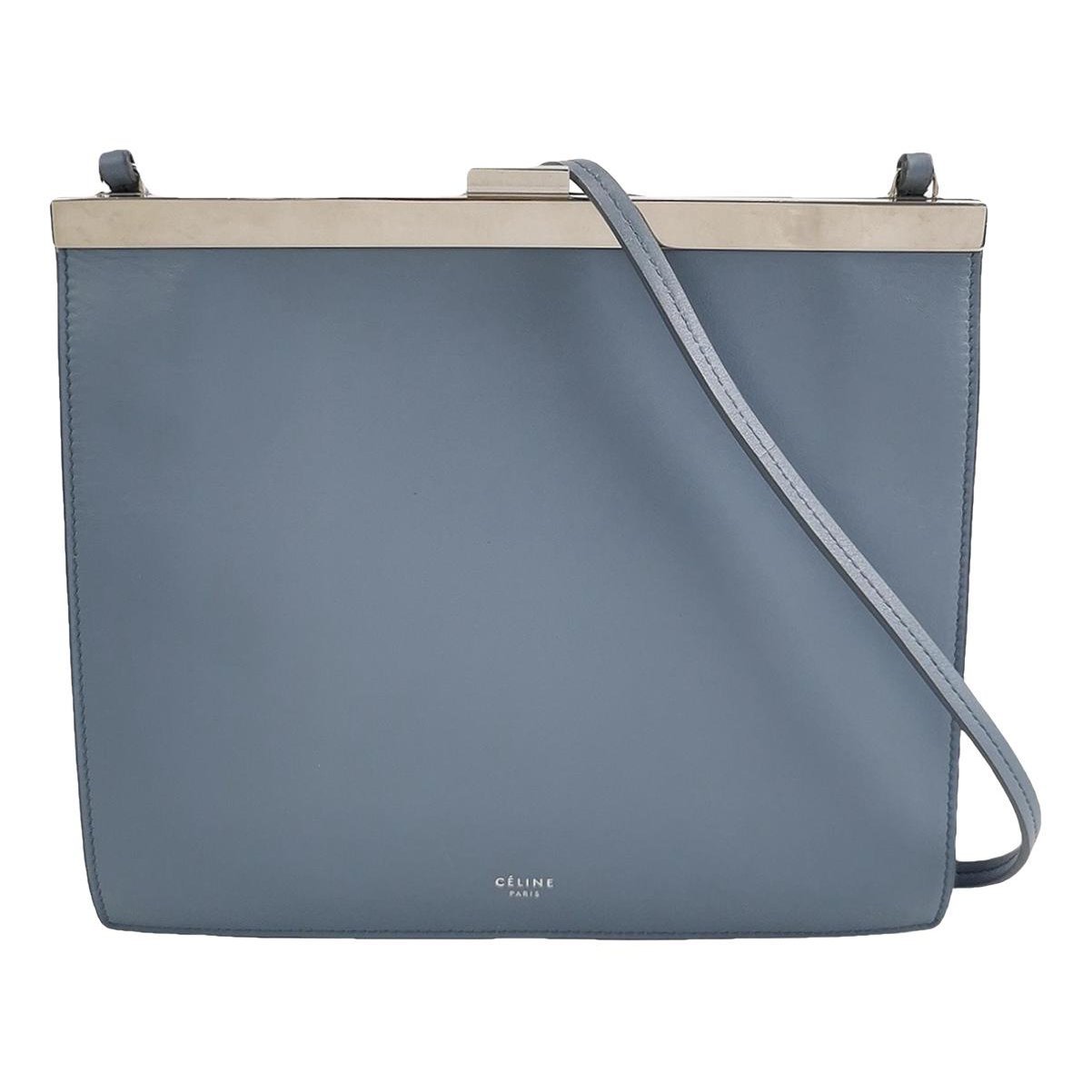 Clasp leather handbag