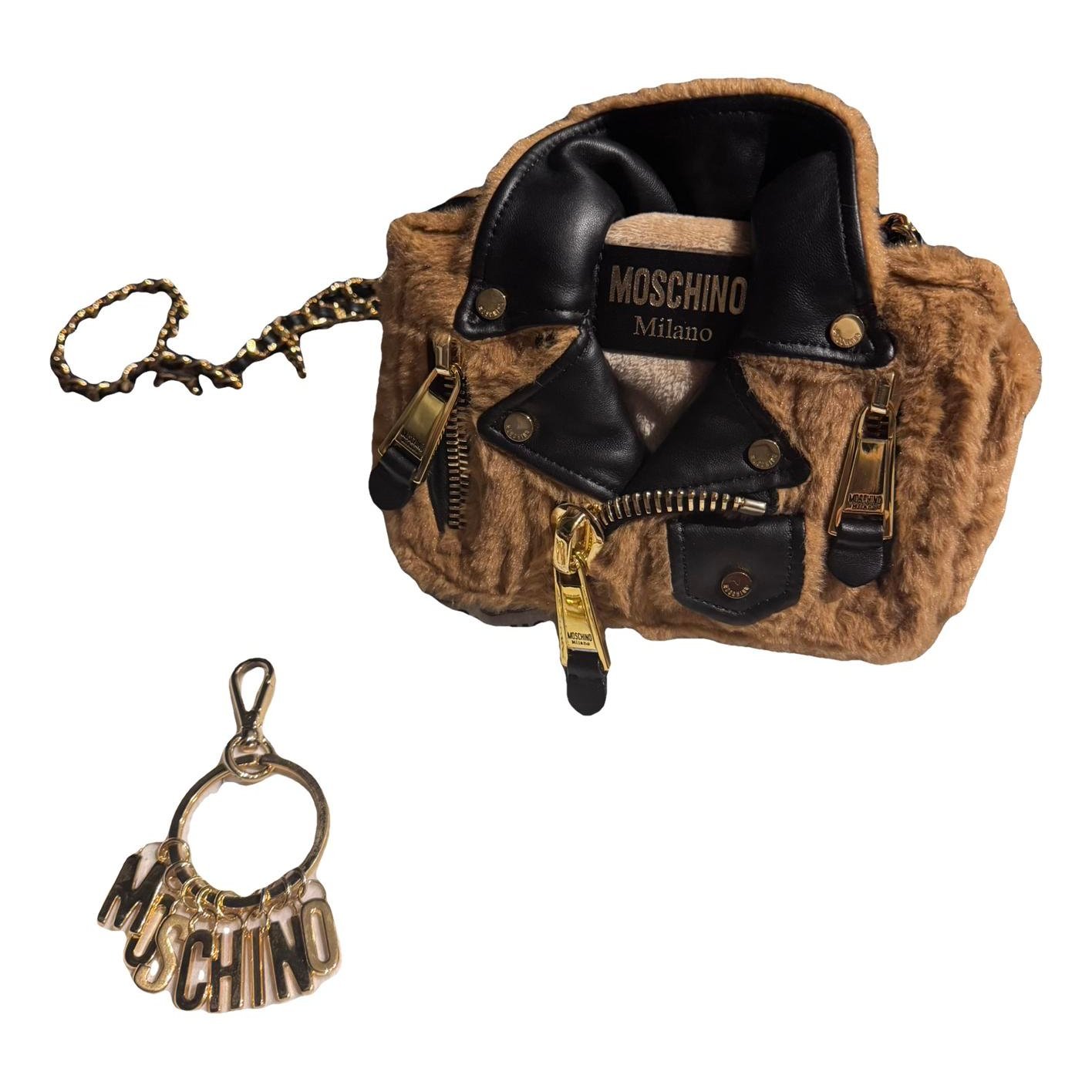 Moschino Biker faux fur clutch bag