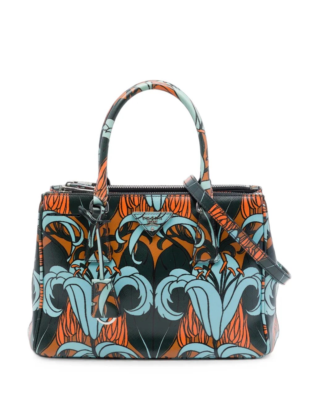 2013-2026 Small Saffiano Lux Galleria Lily Print Double Zip satchel