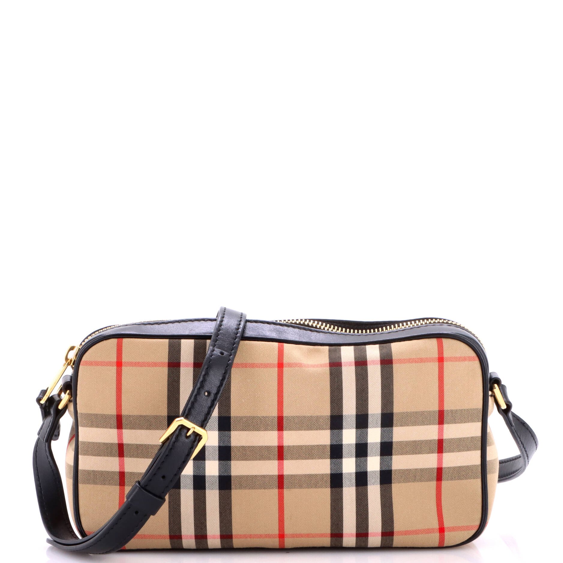 Camera Crossbody Bag Vintage Check Canvas Small