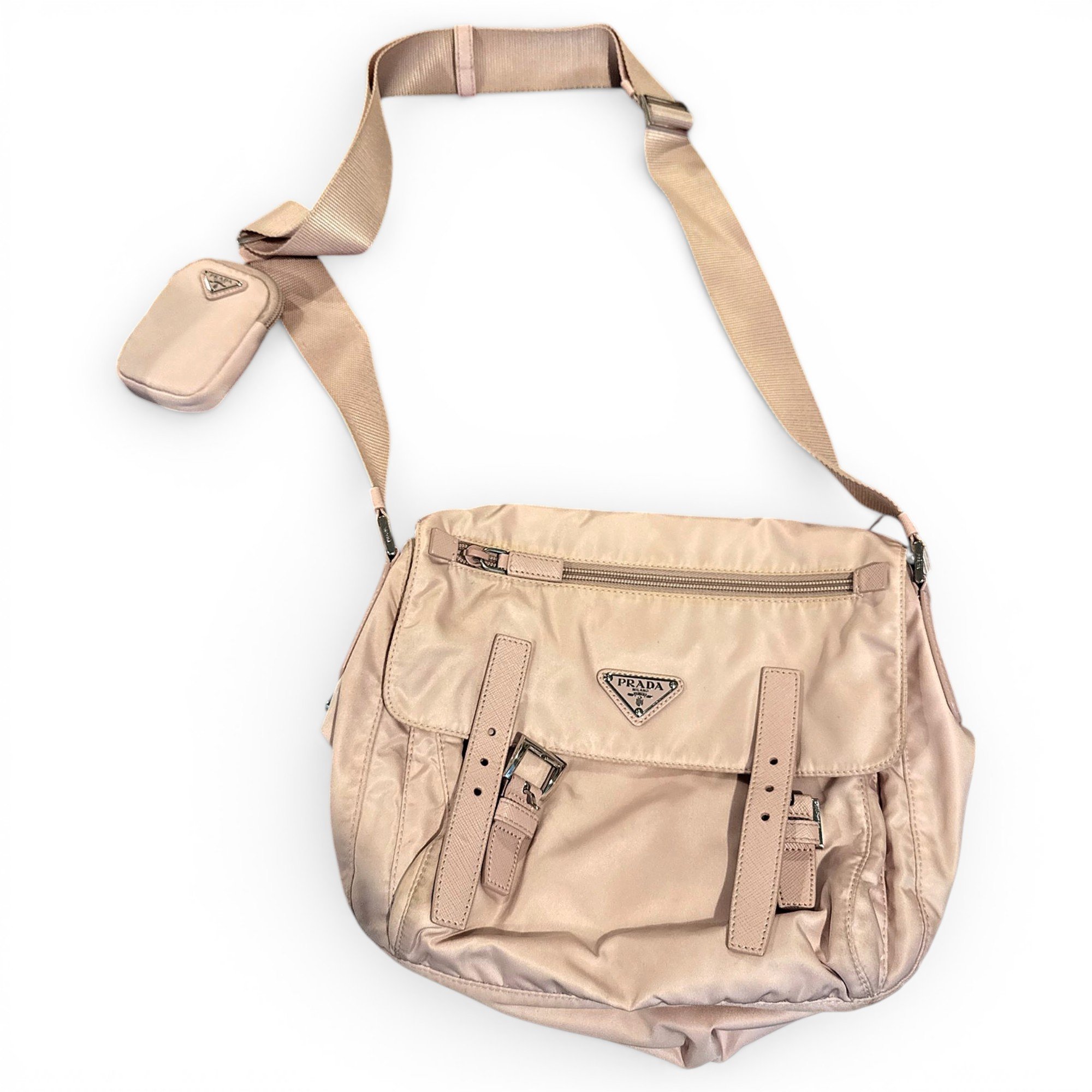 Re-Nylon cloth crossbody bag