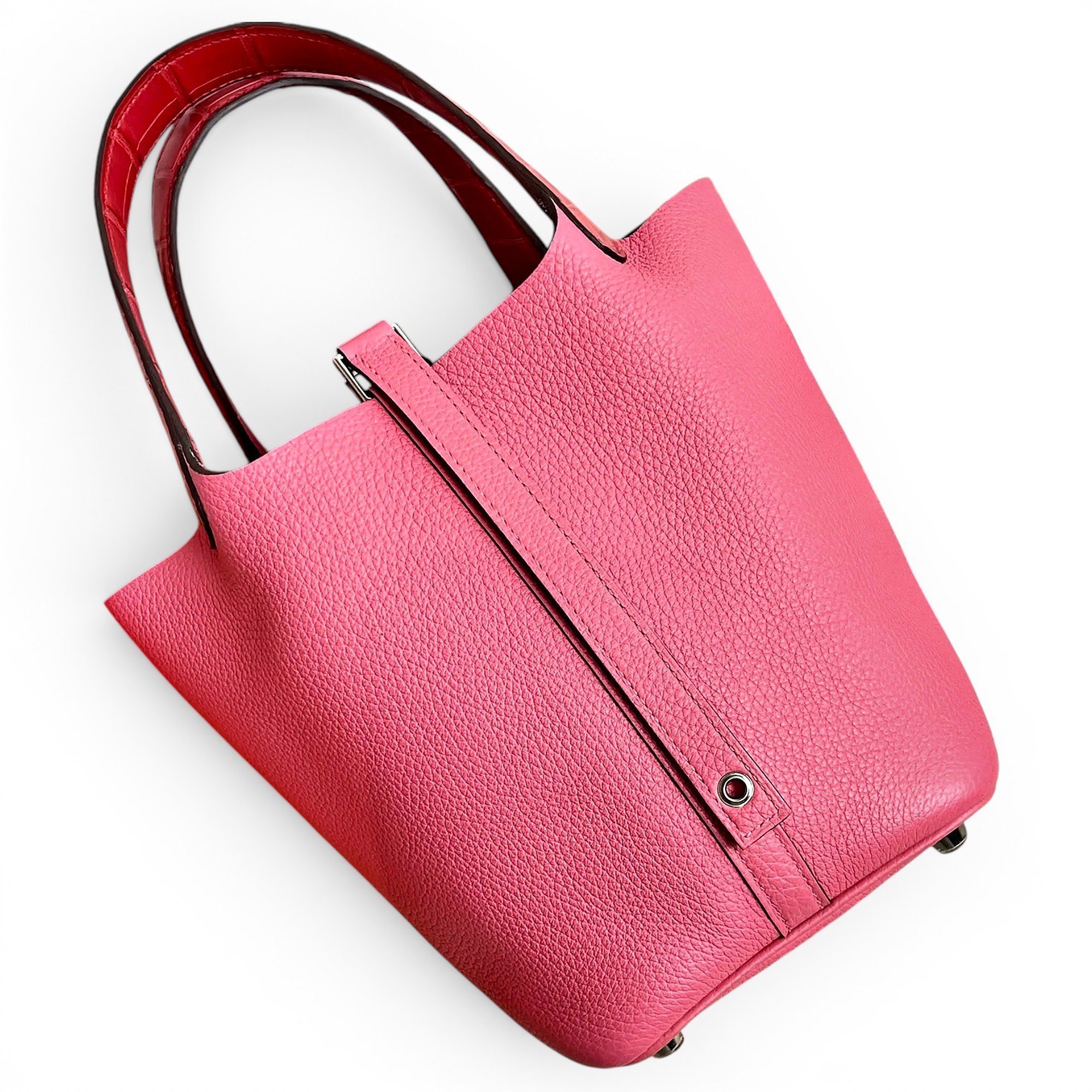 Hermes Picotin 18 Handbag Pink Alligator Skin