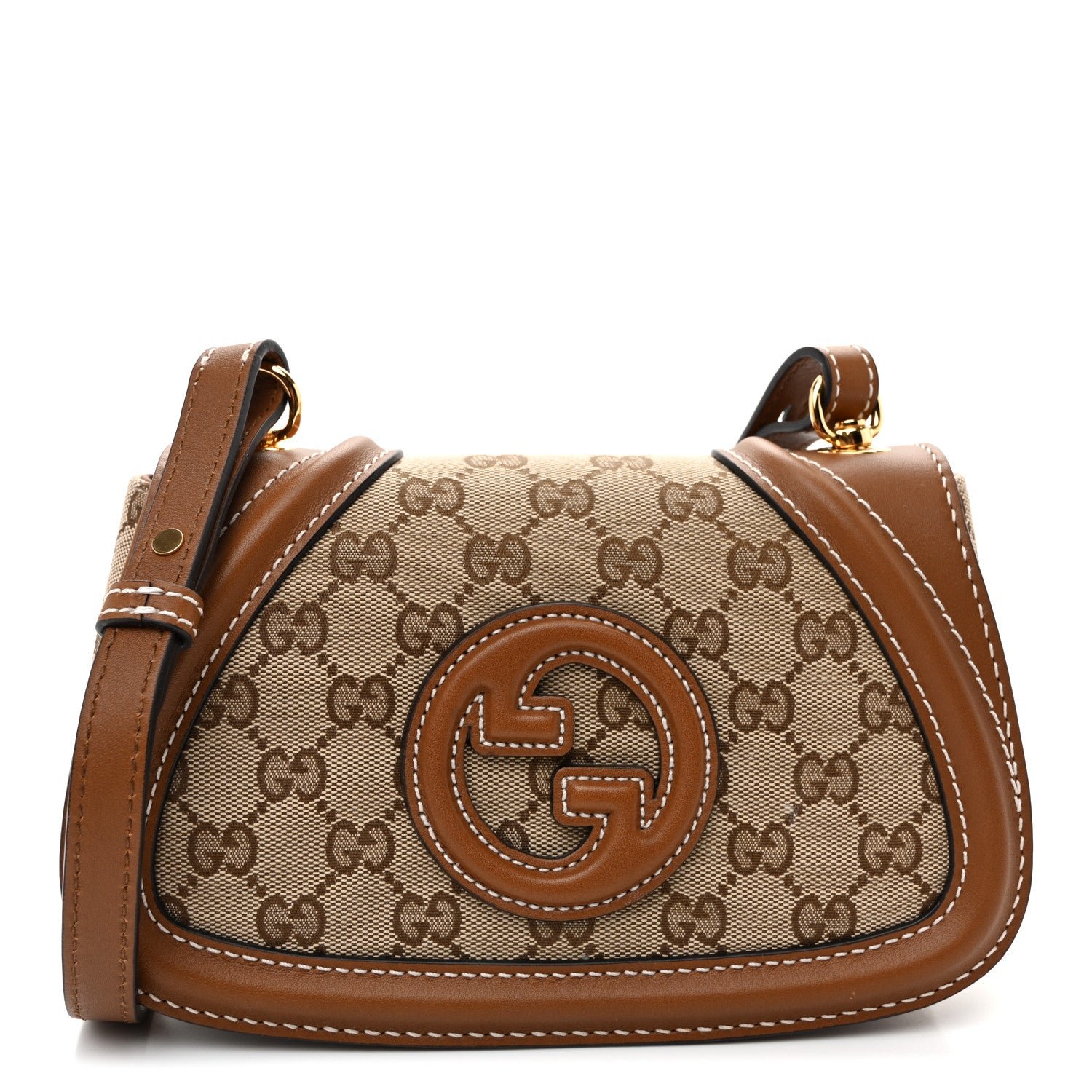 Gucci GG Supreme Monogram Calfskin Blondie Small Shoulder Bag Beige Brown