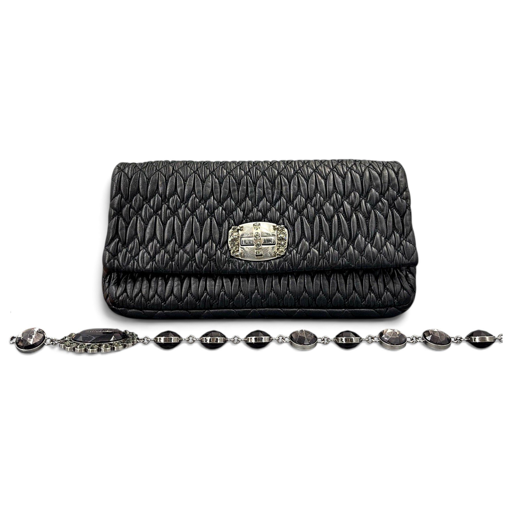 Miu Crystal leather handbag