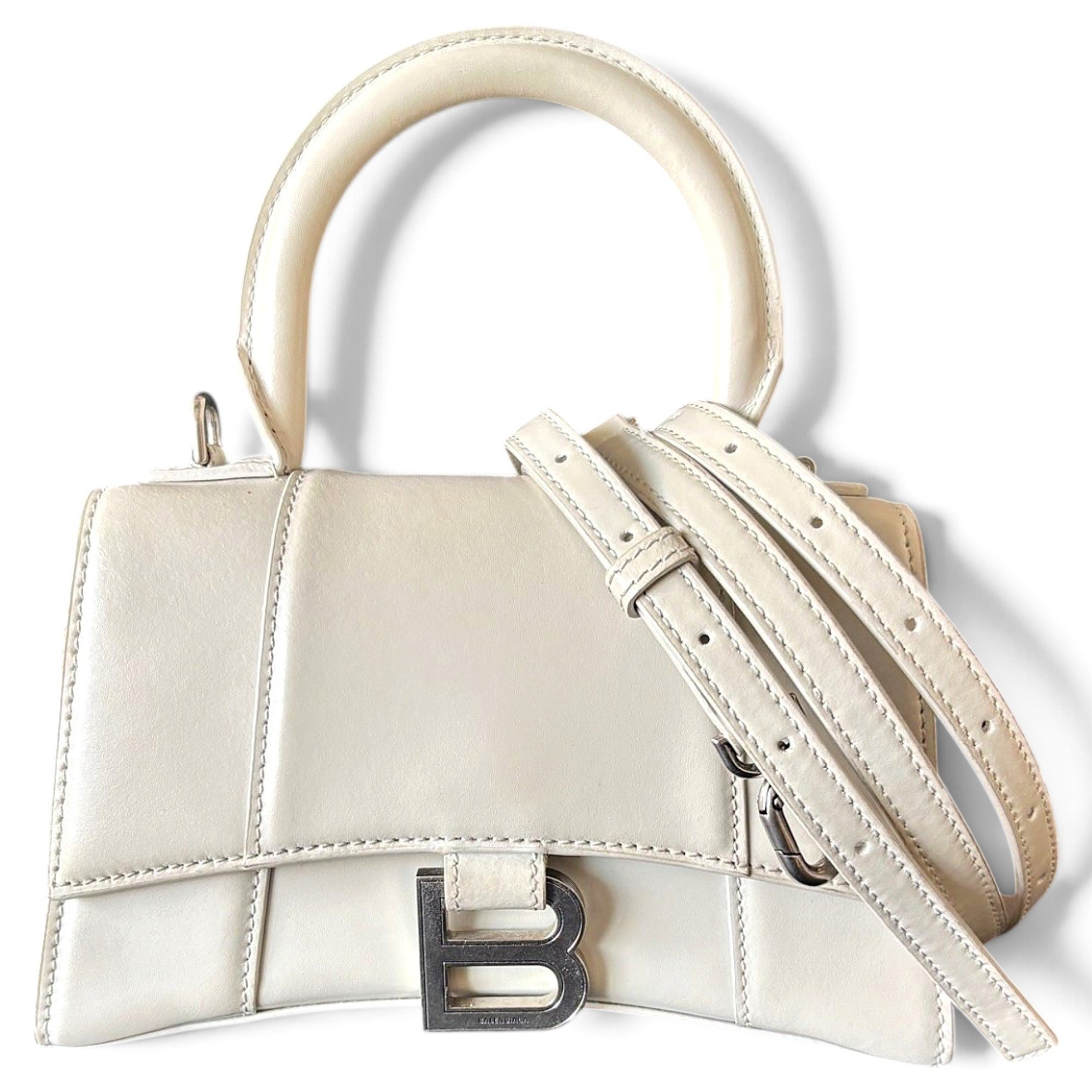Hourglass leather handbag