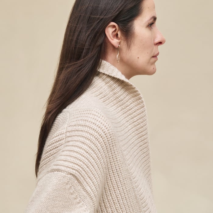 Beige Naturel Cashmere Buttoned Jacket