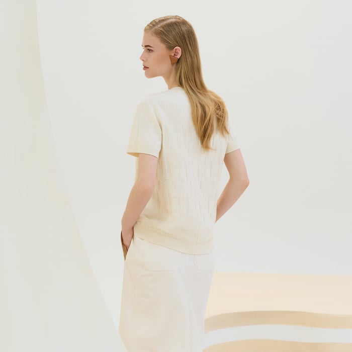 Blanc Naturel "H" Short-sleeve Sweater