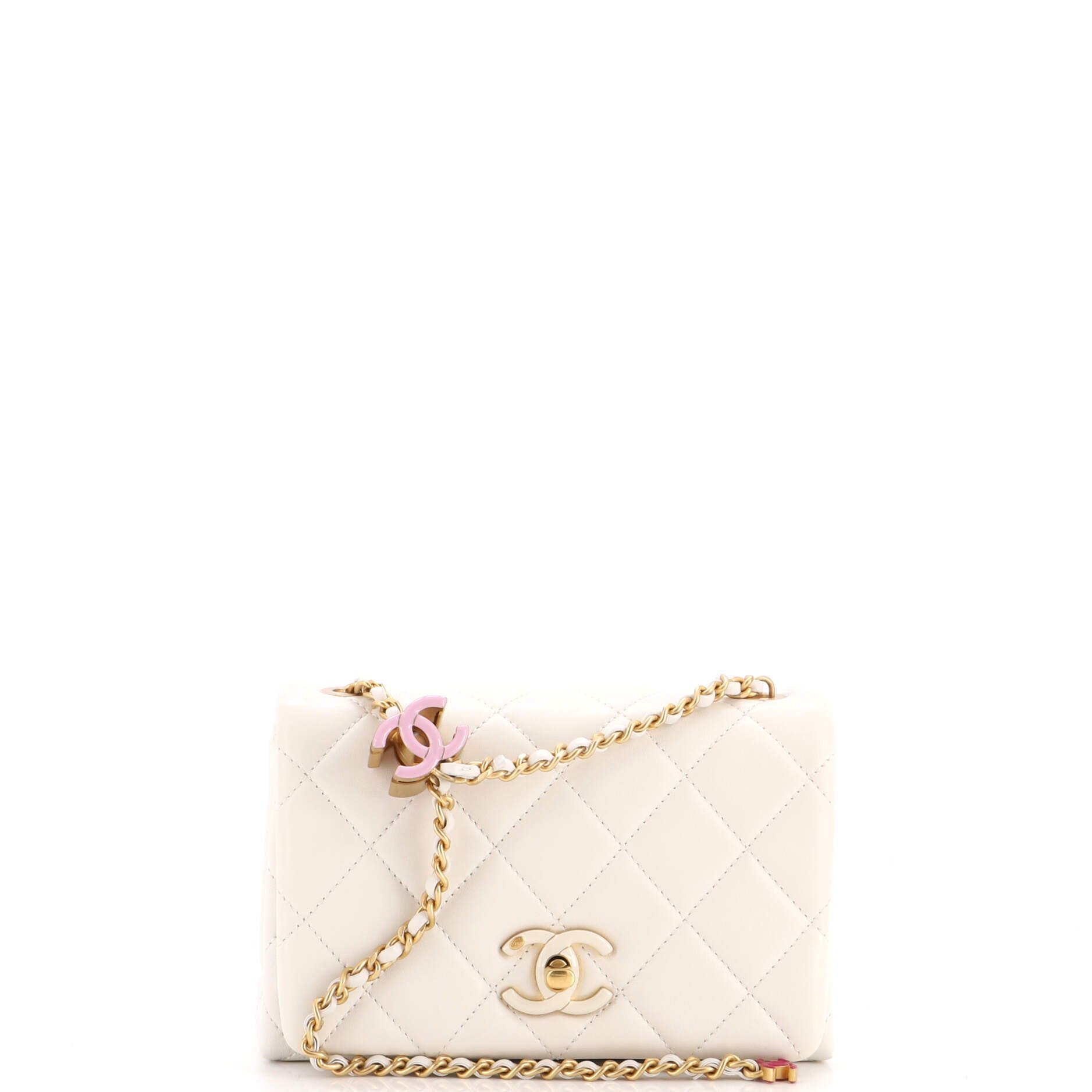 Enamel Multi CC Chain Flap Bag Quilted Lambskin Mini
