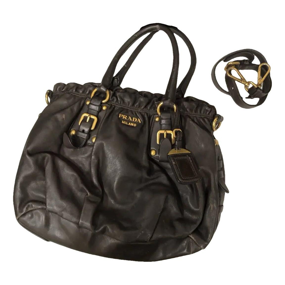 Double leather crossbody bag