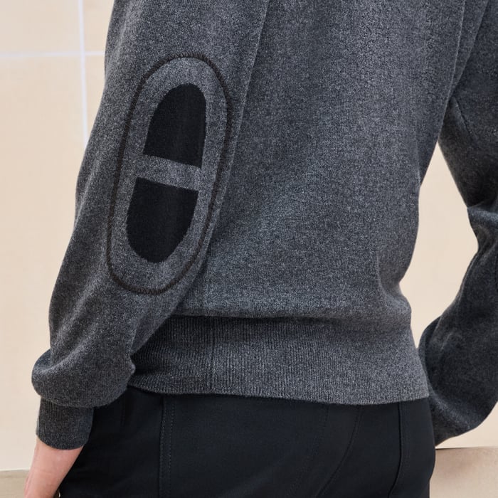 Anthracite Cashmere "Maillon Chaine d'Ancre" Crewneck Sweater