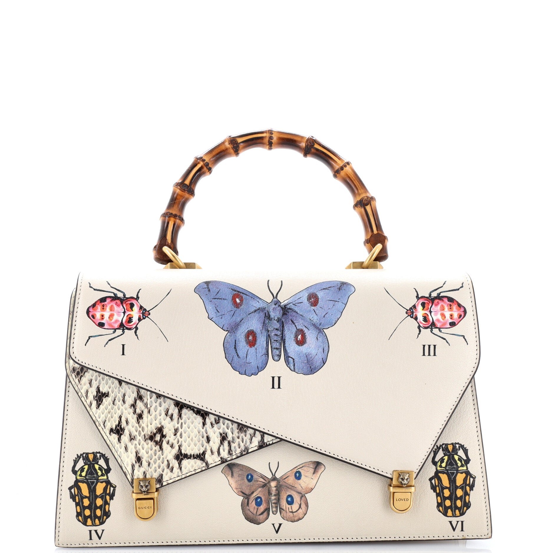 Ottilia Top Handle Bag Painted Leather with Snakeskin Medium