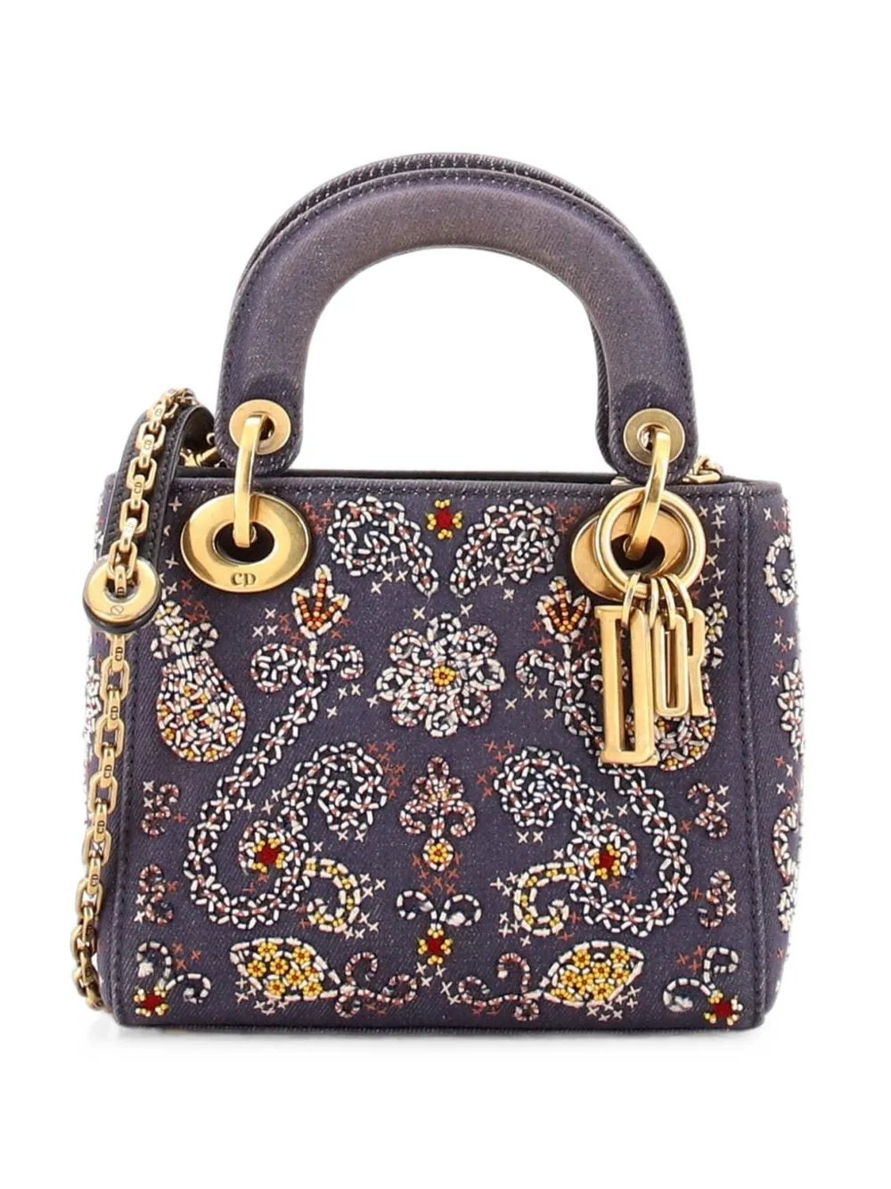 Lady Dior Chain Bag Beaded Denim Mini crossbody bag