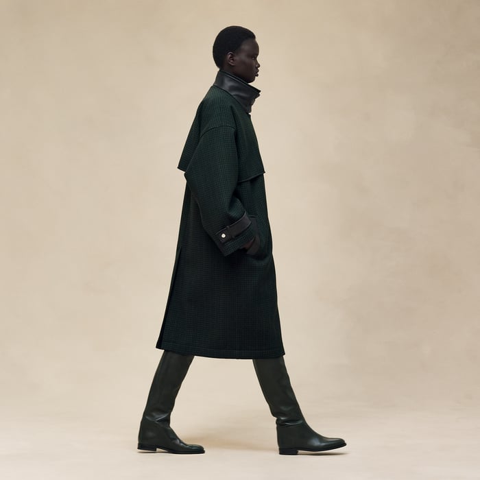Vert Anglais Long Mixed Leather Coat
