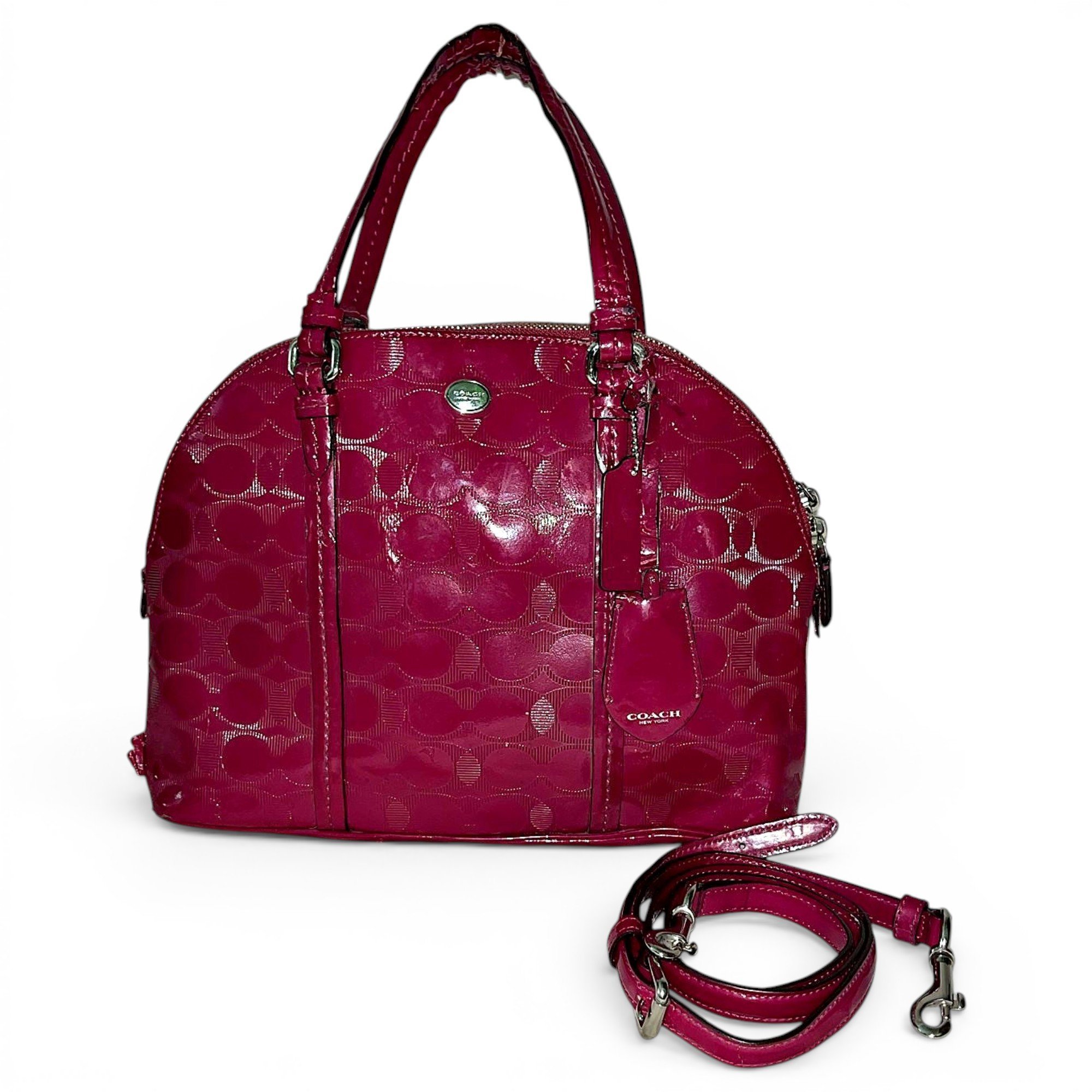 Crossgrain Gathered Kitt Carry All patent leather satchel
