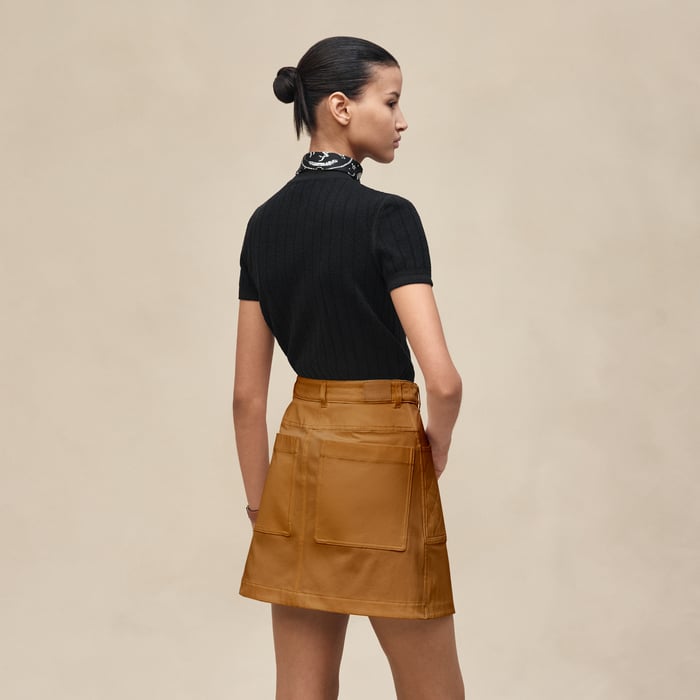 Marron Ocre Wrap Miniskirt