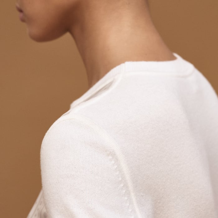 Blanc Tulle "Porte-bonheur Bandana" Short-sleeve Sweater