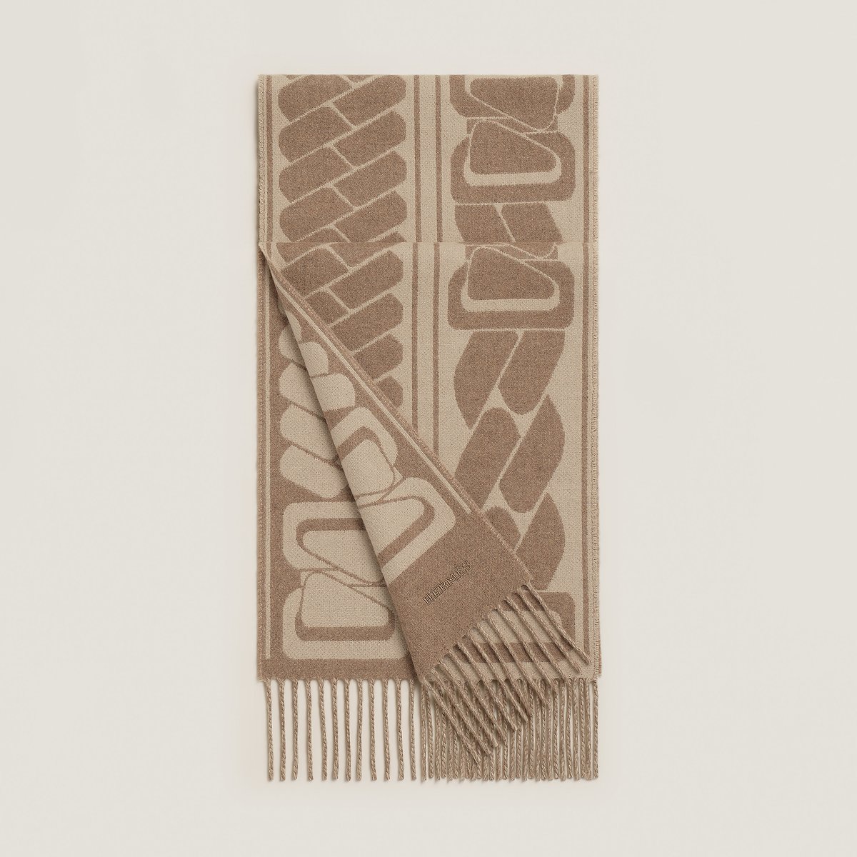 Hermès カシミヤマフラー 《クリック・セ・ヌエ》 マロン・グラッセ