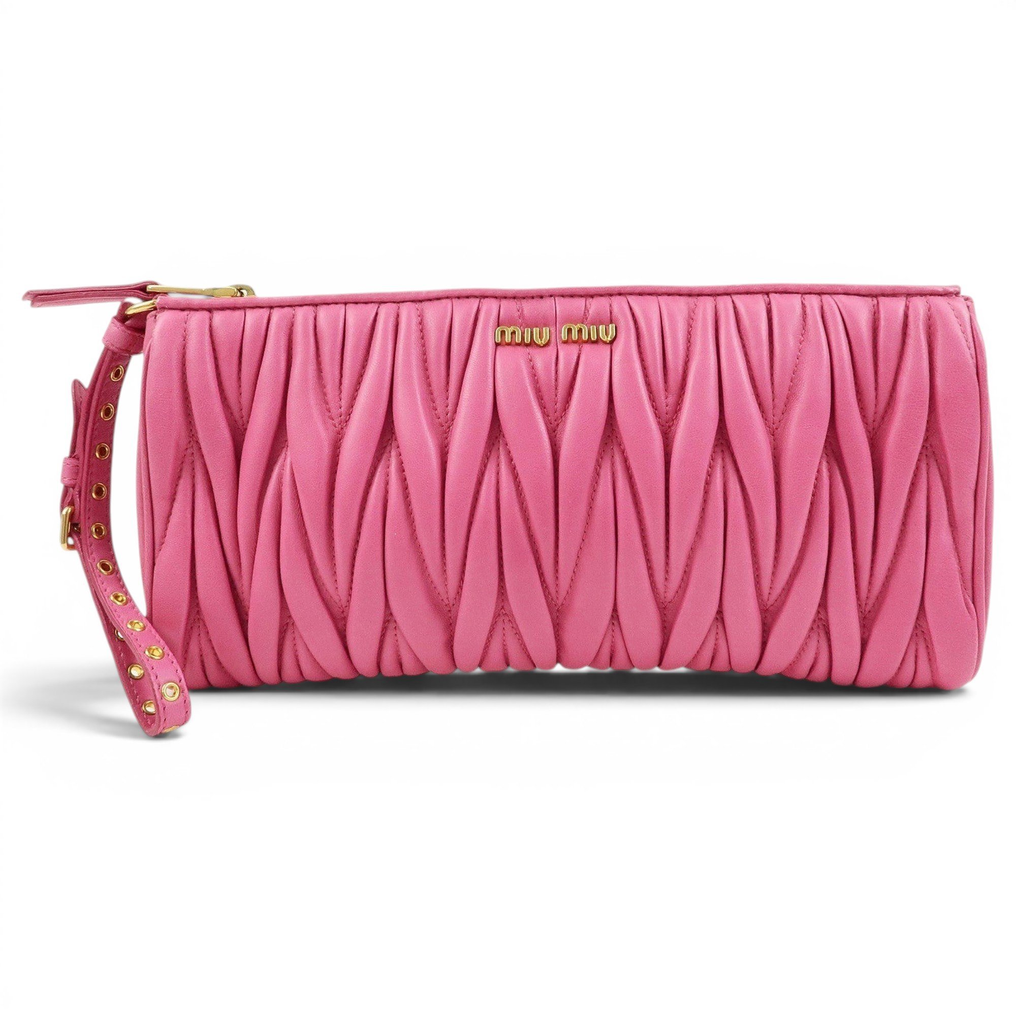 Matelassé leather clutch bag