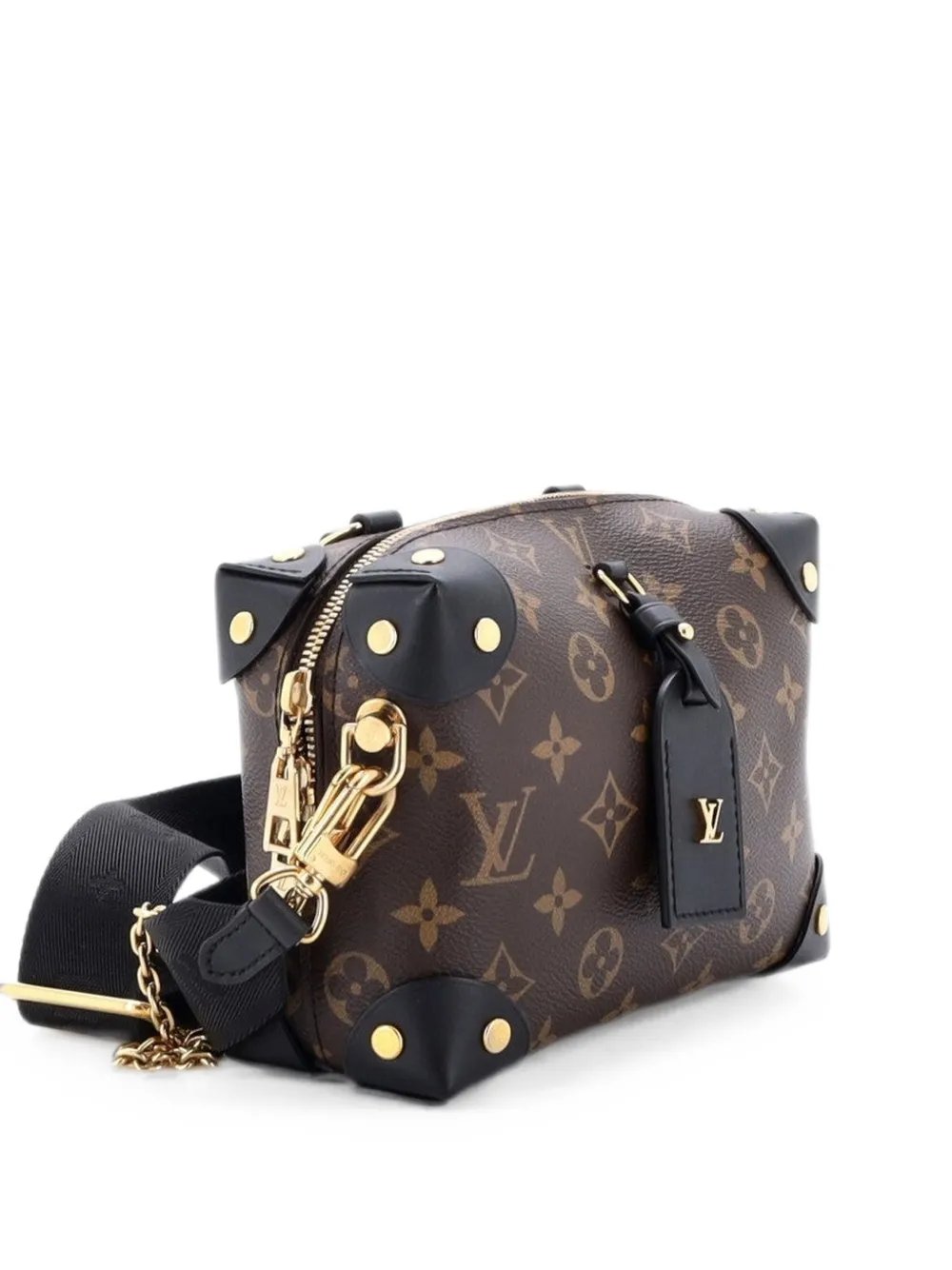 Louis Vuitton Petite Malle Souple Handbag Monogram Canvas with Leather shoulder bag