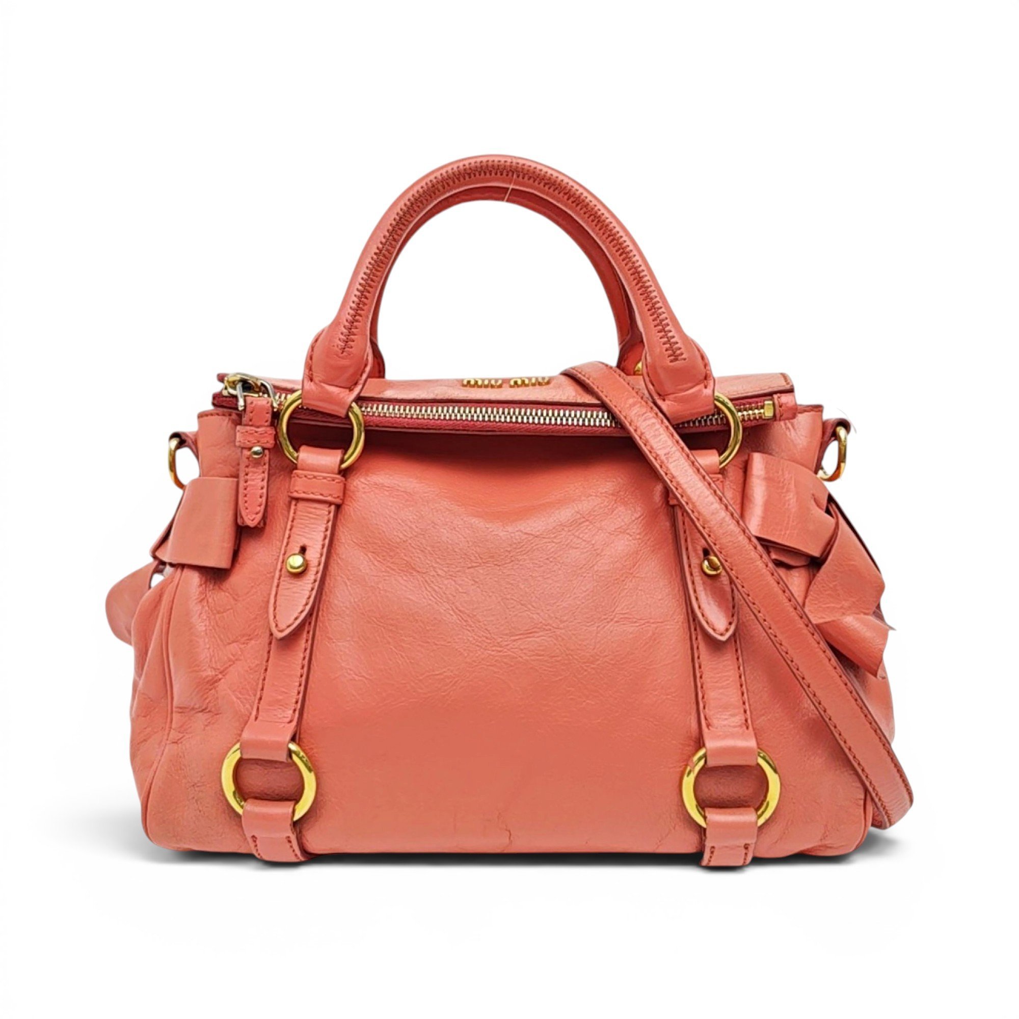 Bow bag leather handbag