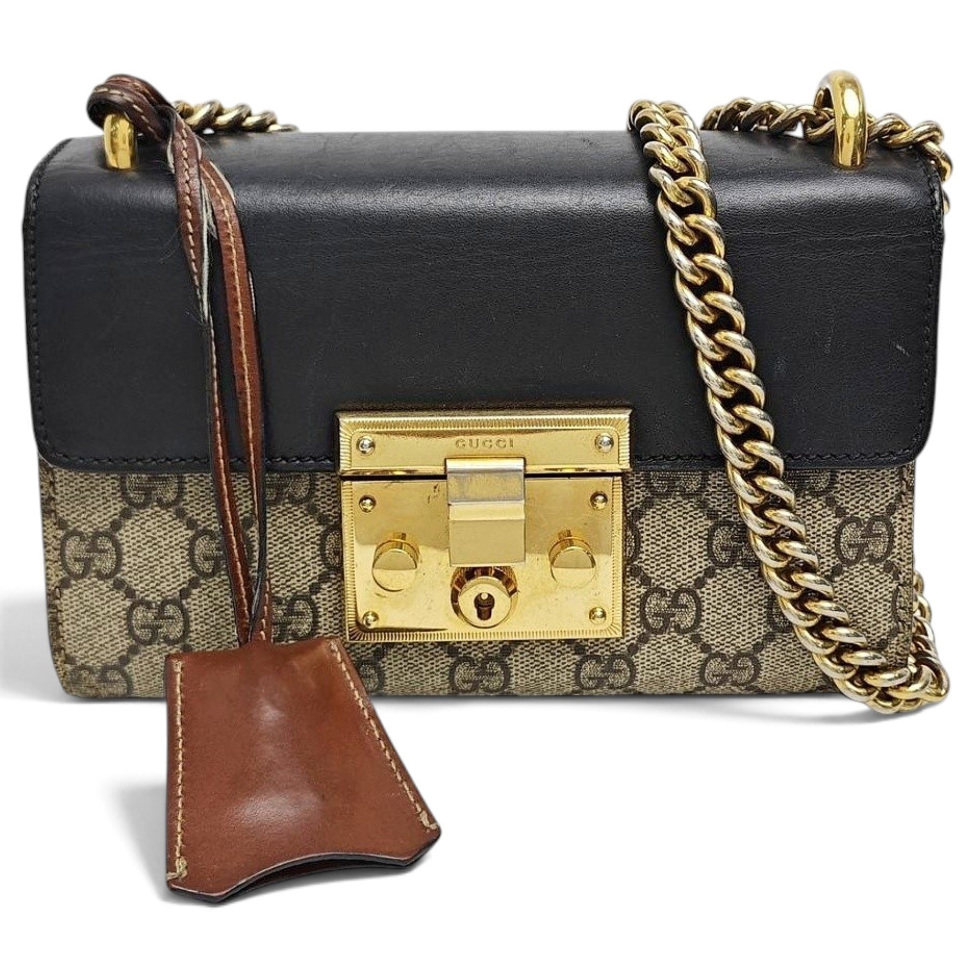 Padlock leather handbag