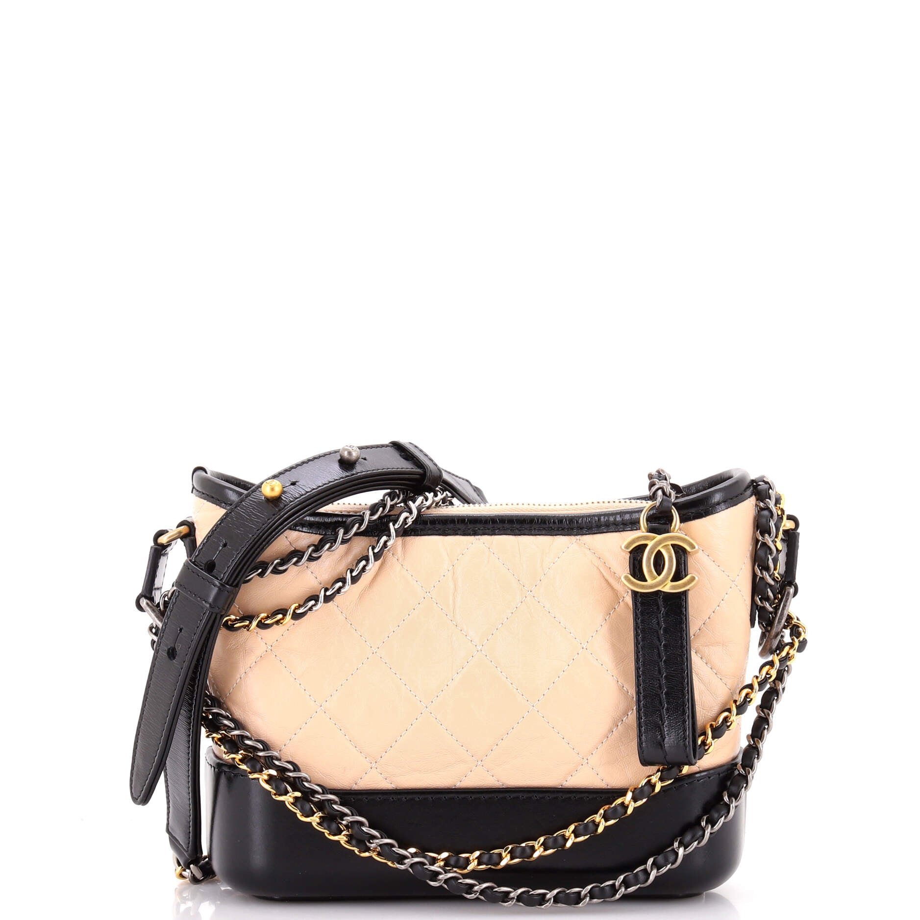 Bicolor Gabrielle Hobo Quilted Aged Calfskin Small