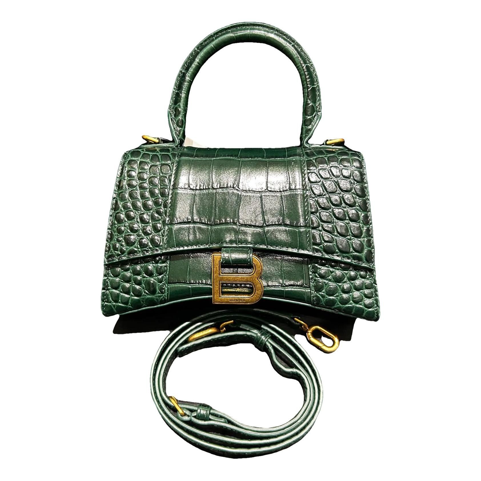 Hourglass leather handbag