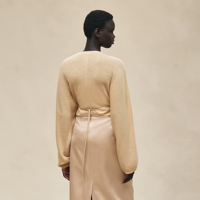 Beige Lumière Wrap Cashmere Cardigan