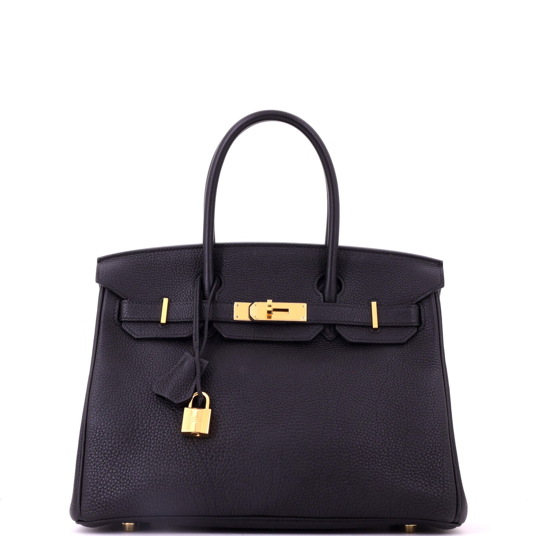 Hermes Birkin Handbag Noir Togo with Gold Hardware 30