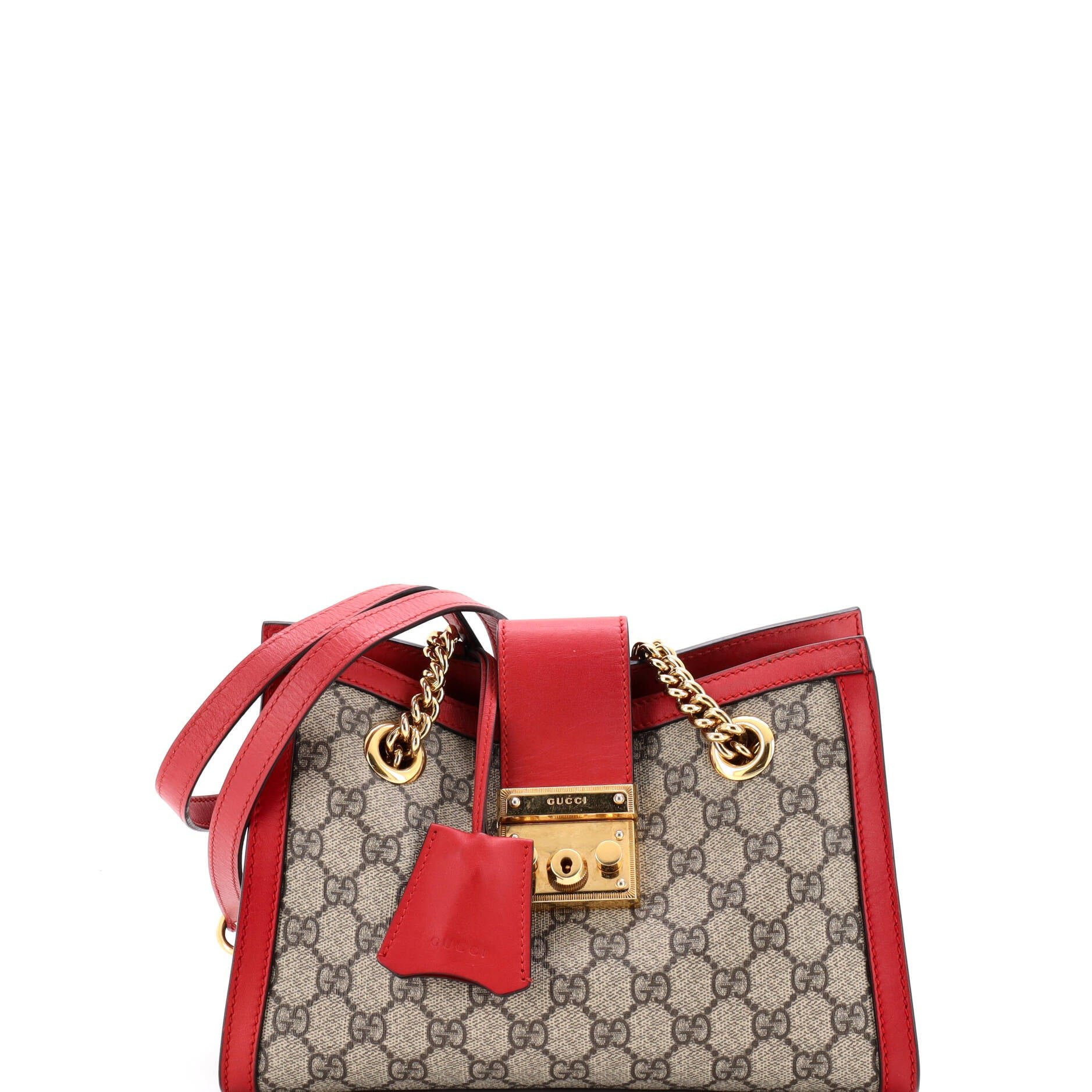 Padlock Chain Tote GG Coated Canvas with Leather Small