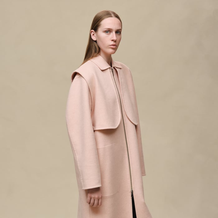 Rose Palomino Long Storm Flap Coat