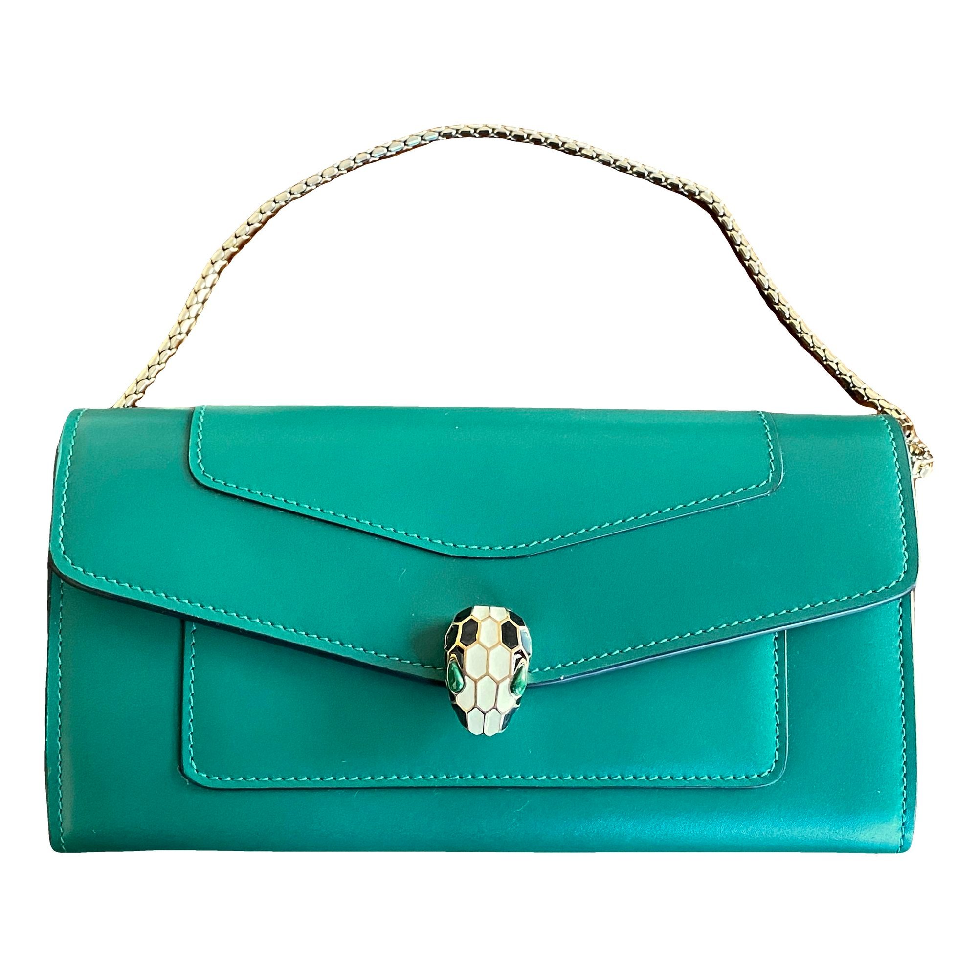 Serpenti leather clutch bag