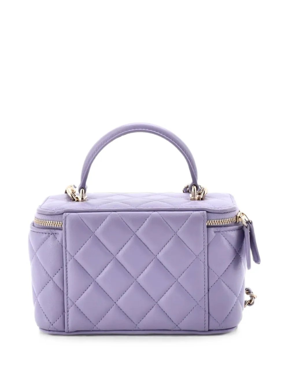 Classic Top Handle Vanity Case with Chain Quilted Lambskin Small crossbody bag