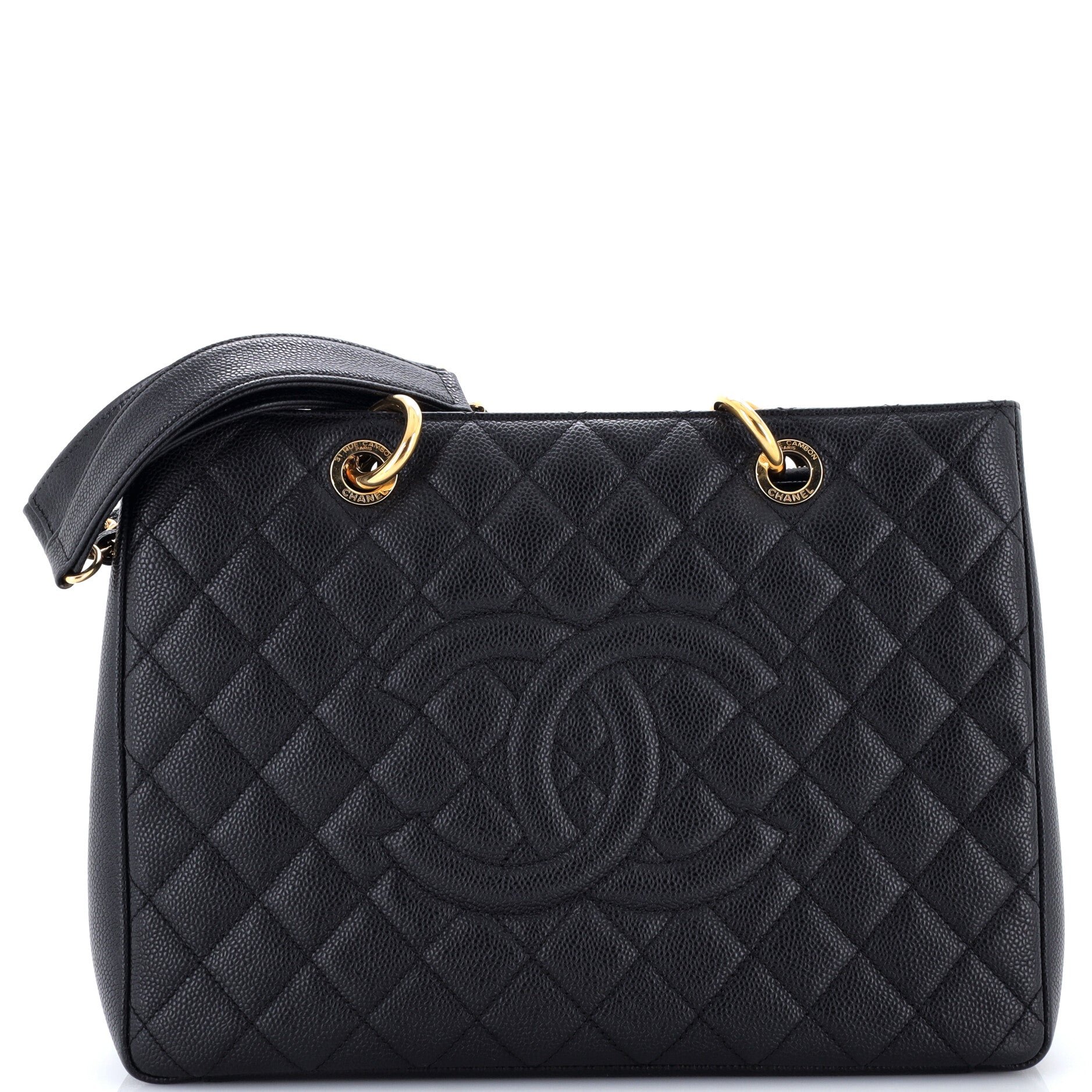Grand Shopping Tote Quilted Caviar