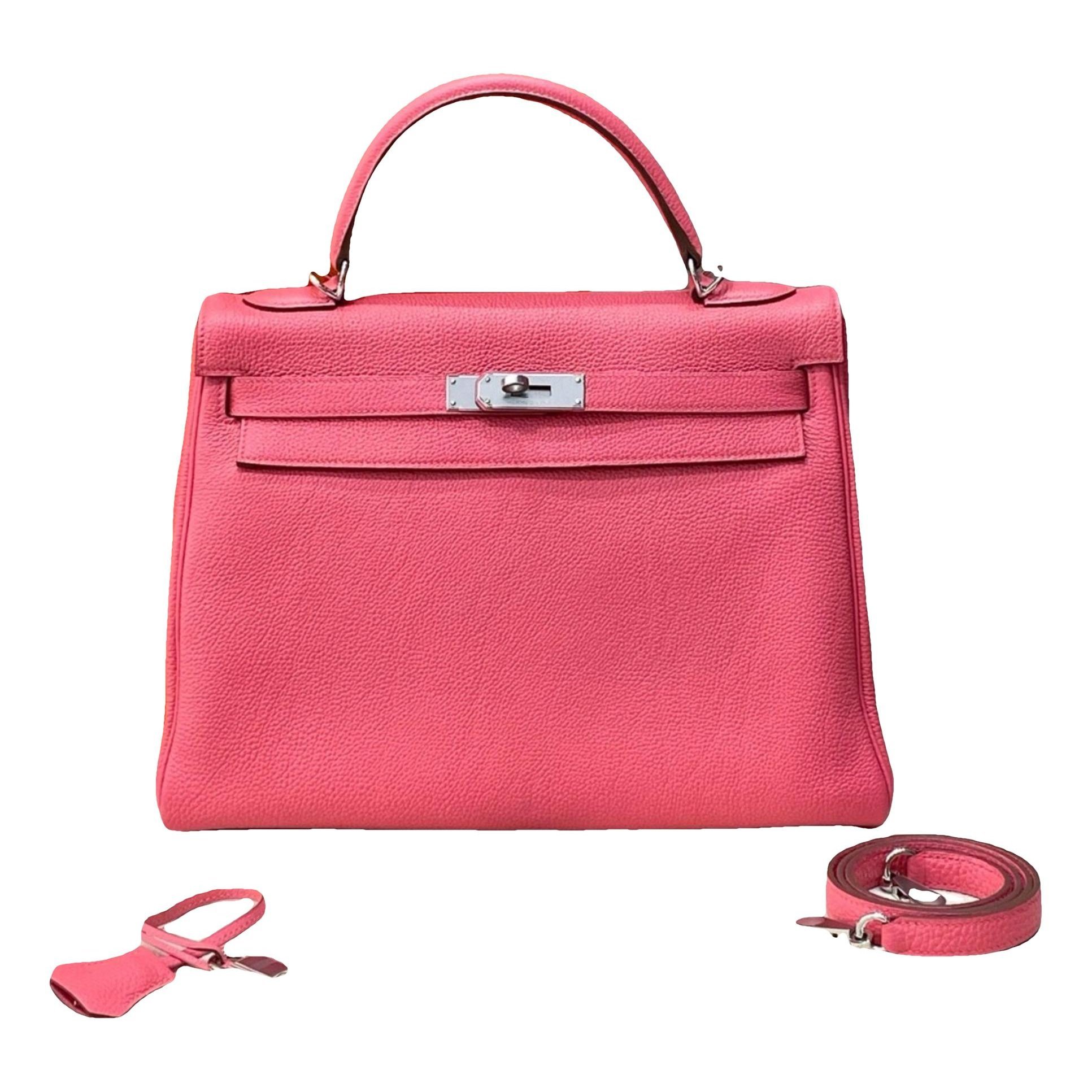 Hermes Kelly 32 Handbag Pink Togo Leather