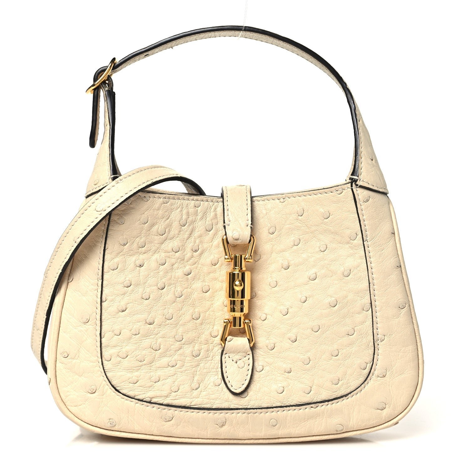 Gucci Ostrich Mini Jackie 1961 Hobo Ivoire