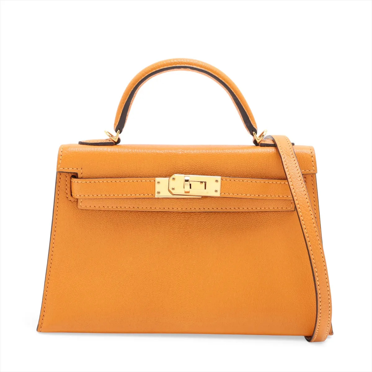 Hermès Mini Kelly 20 Serie Chèvre Mysore Toffee Gold Metal Fittings