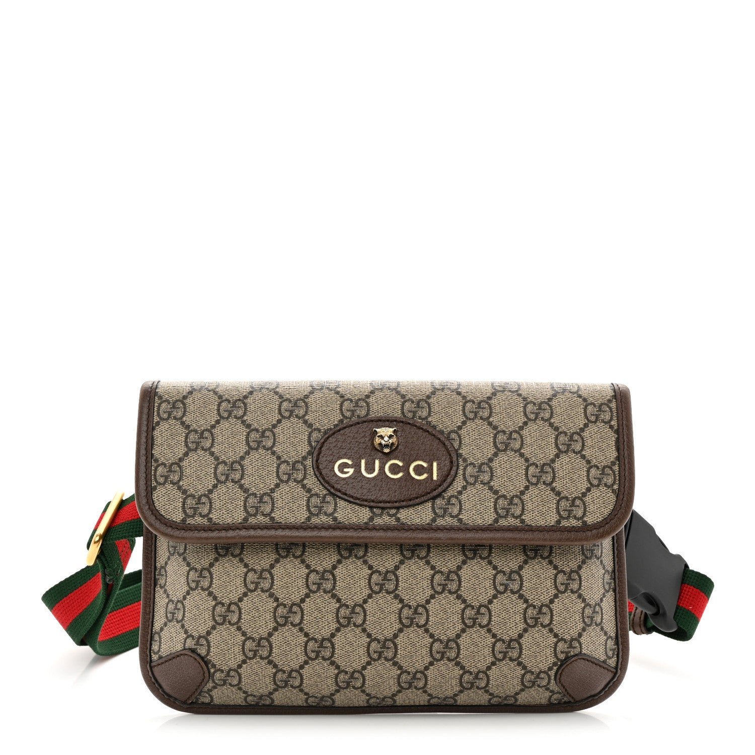 Gucci GG Supreme Monogram Neo Vintage Web Belt Bag Brown