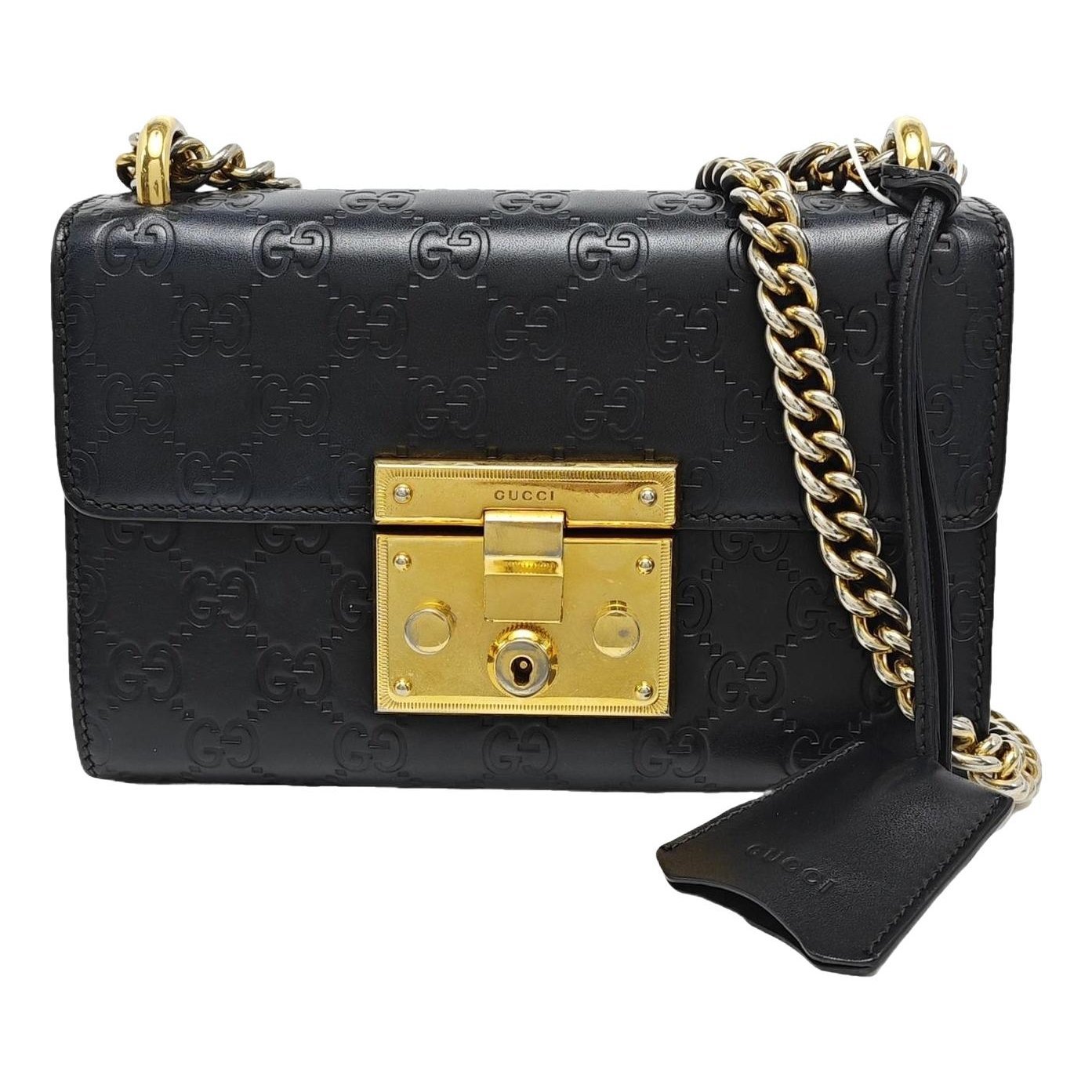 Padlock leather handbag