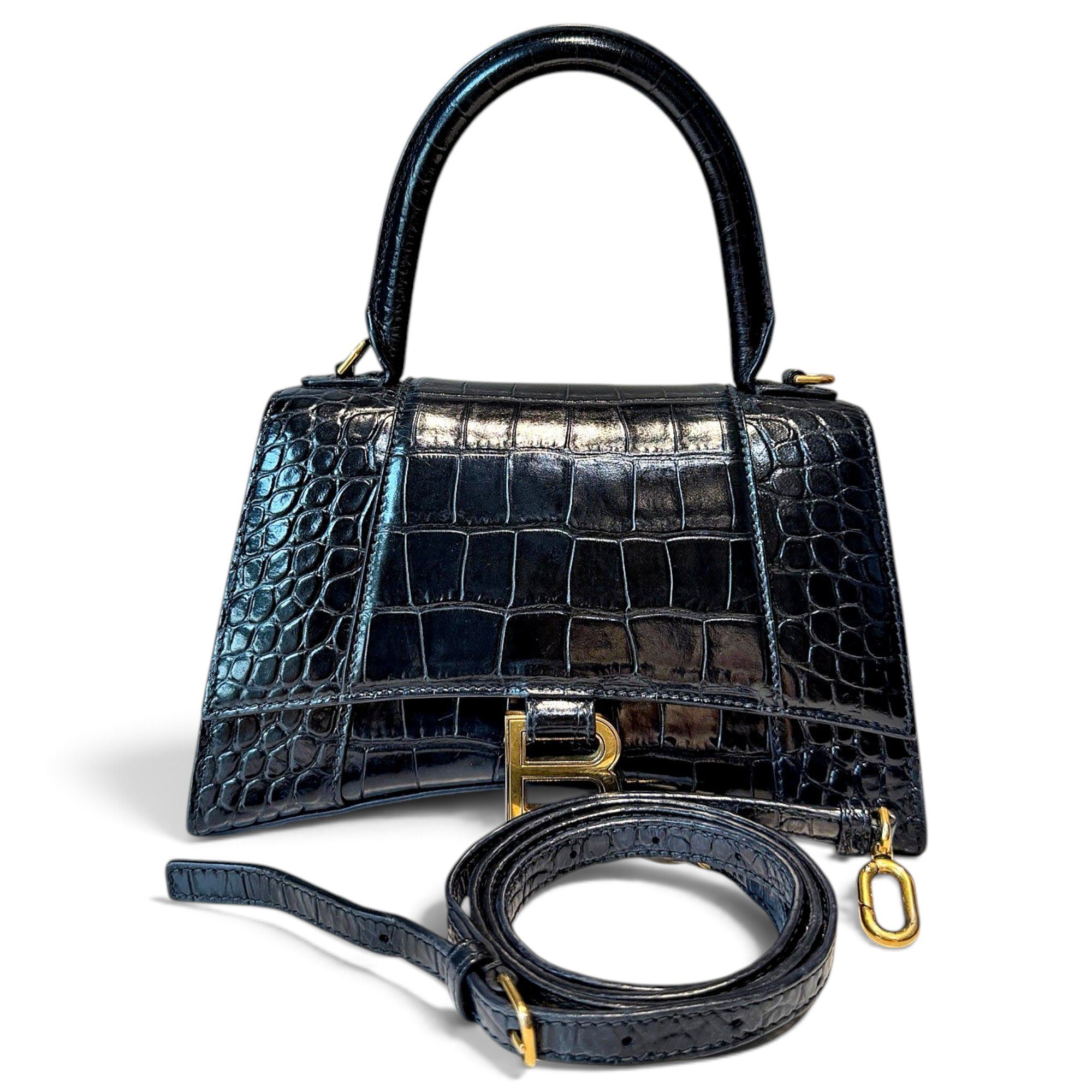 Hourglass leather handbag