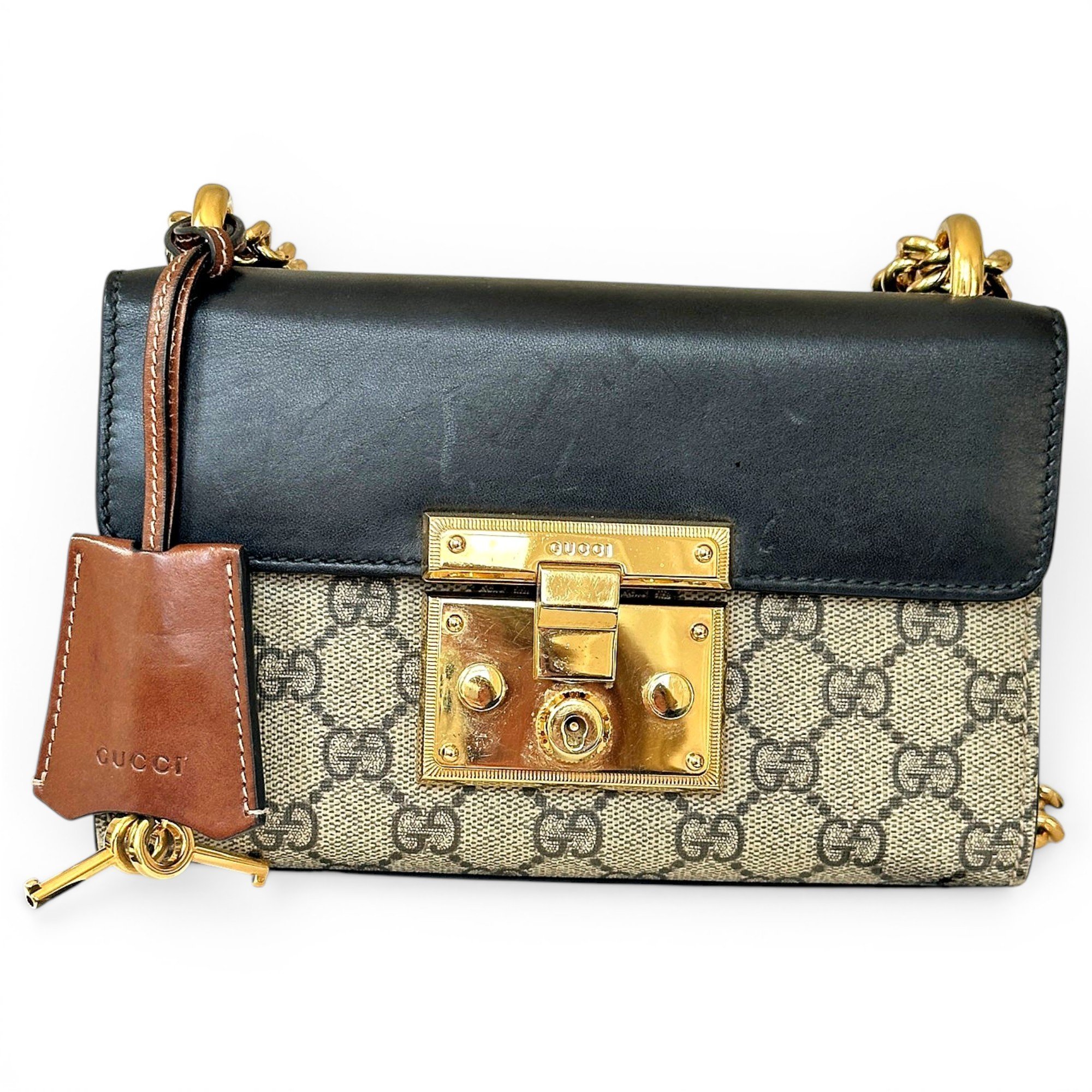 Padlock leather handbag
